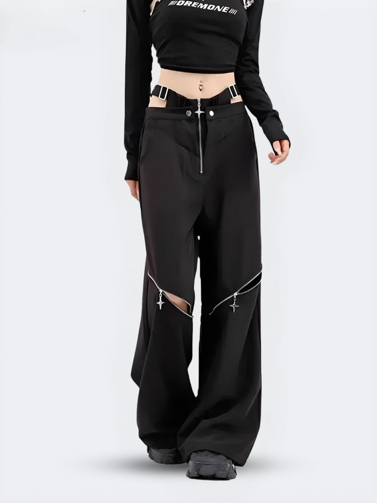 Y2K Cut Out Waist Cargo Pants for Trendy Grunge and Coquette Aesthetic Outfits