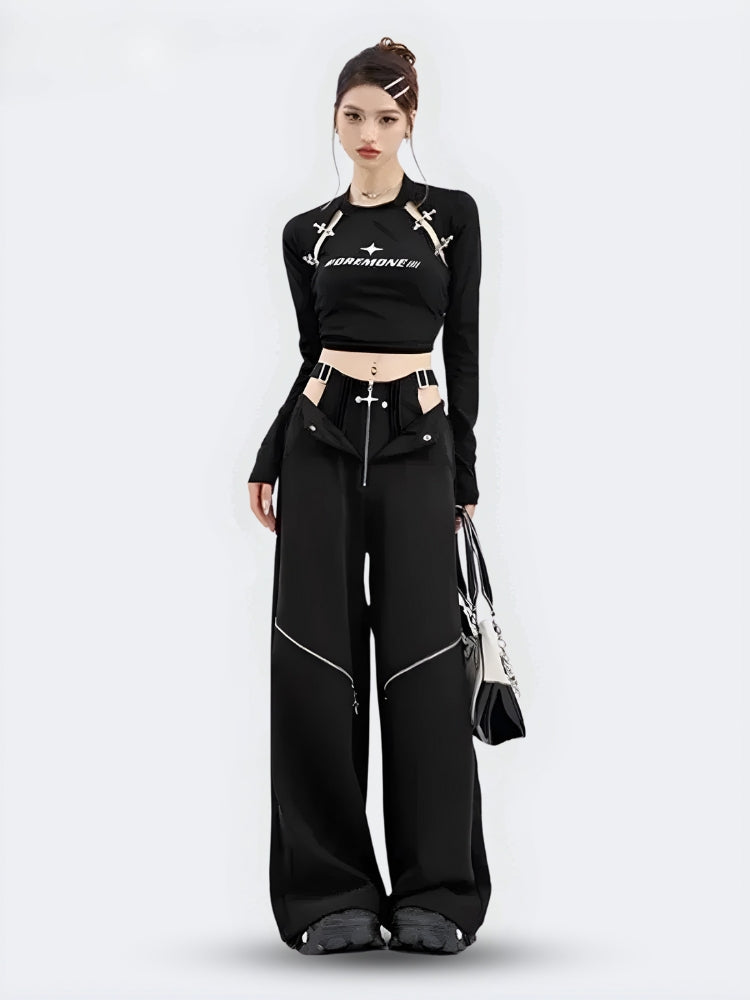 Y2K Cut Out Waist Cargo Pants for Trendy Grunge and Coquette Aesthetic Outfits