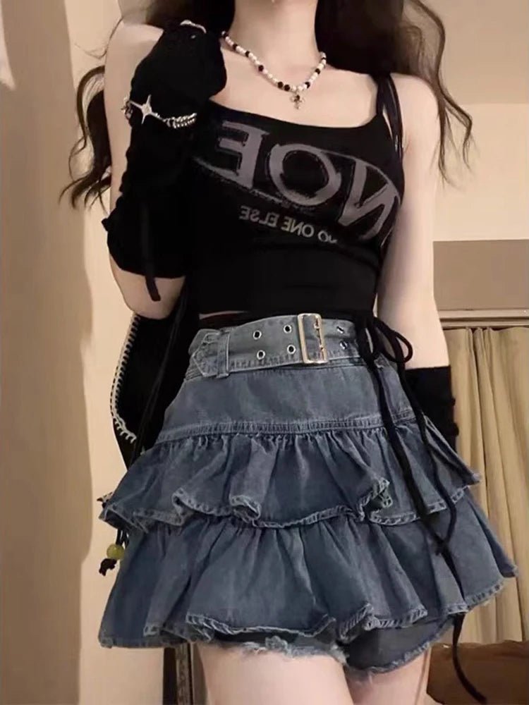 Y2K Denim Mini Skirt: Vintage-Inspired Cute Skirt for Coquette and Grunge Aesthetics