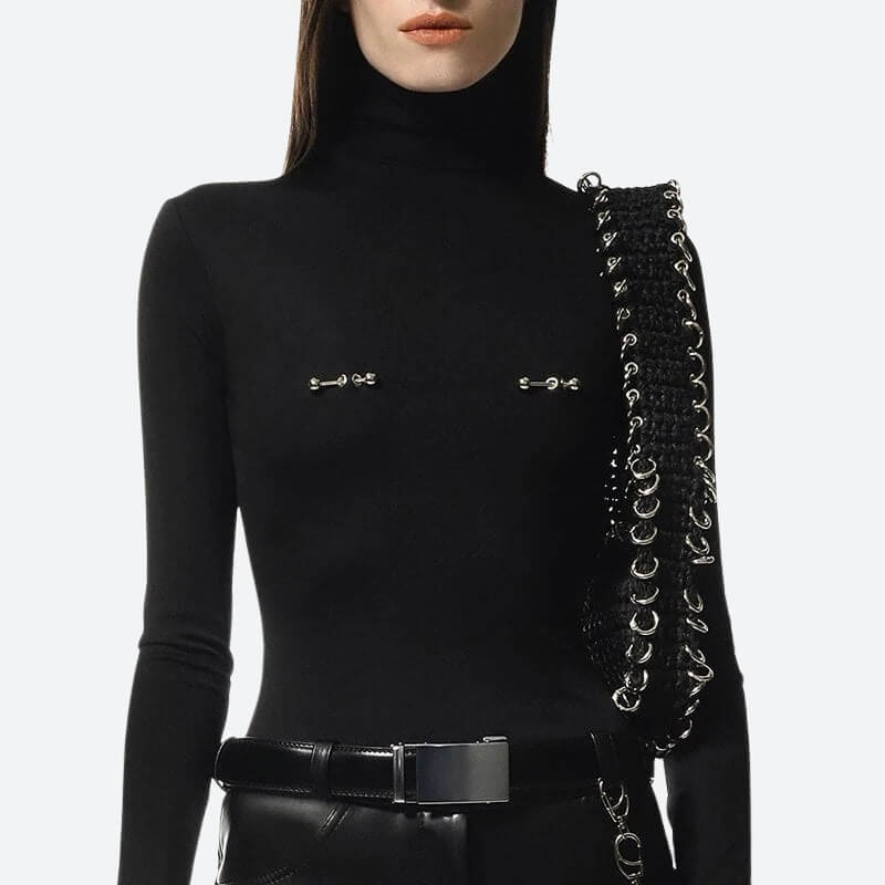 Y2K Fashion Bodycon Piercing Top - Edgy Grunge Style for Aesthetic Outfits