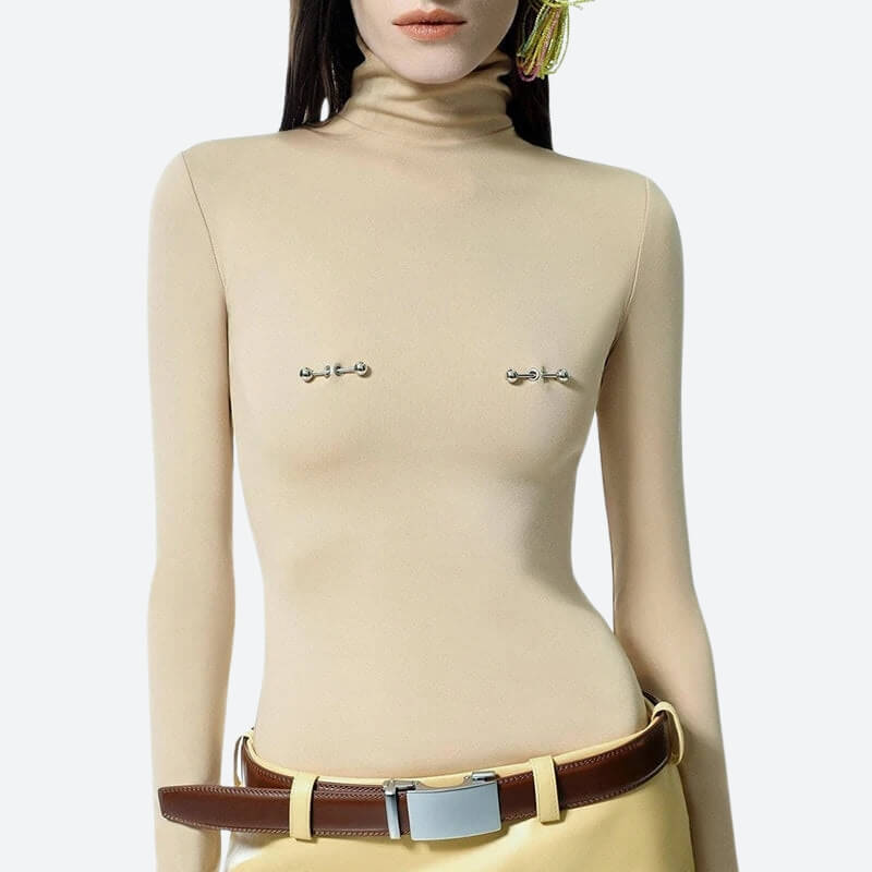 Y2K Fashion Bodycon Piercing Top - Edgy Grunge Style for Aesthetic Outfits