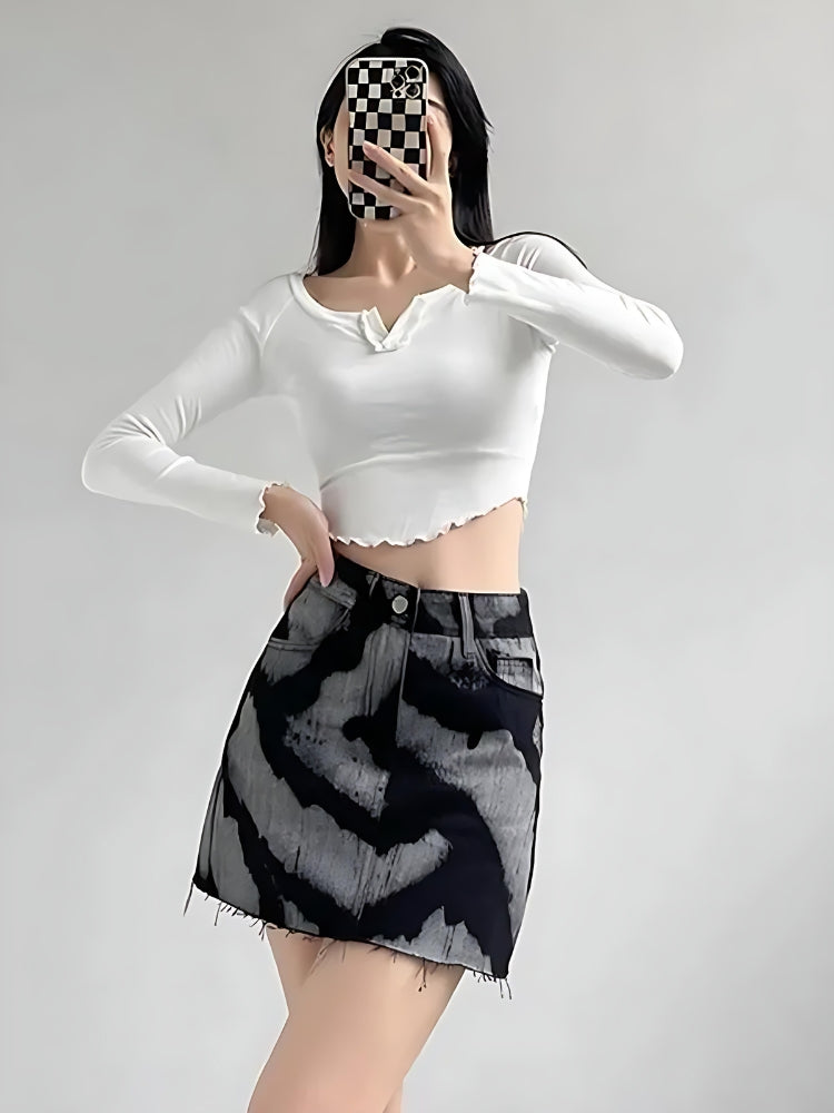 Y2K Fashion Spray Paint Distressed Mini Skirt - Edgy Grunge Aesthetic Must-Have