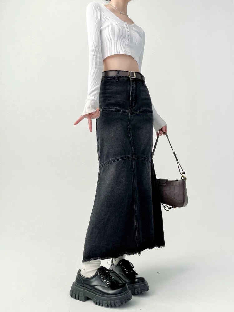 Y2K Girlish Denim Cargo Skirt for Trendy Coquette and Grunge Aesthetic Outfits