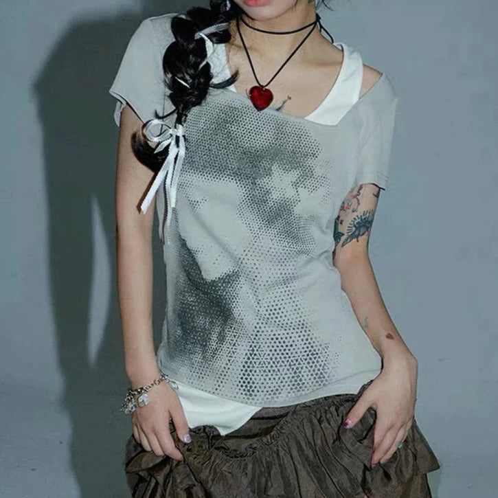 Y2K Grunge Aesthetic Short Sleeve T-Shirt for Trendy Vintage Style Lovers