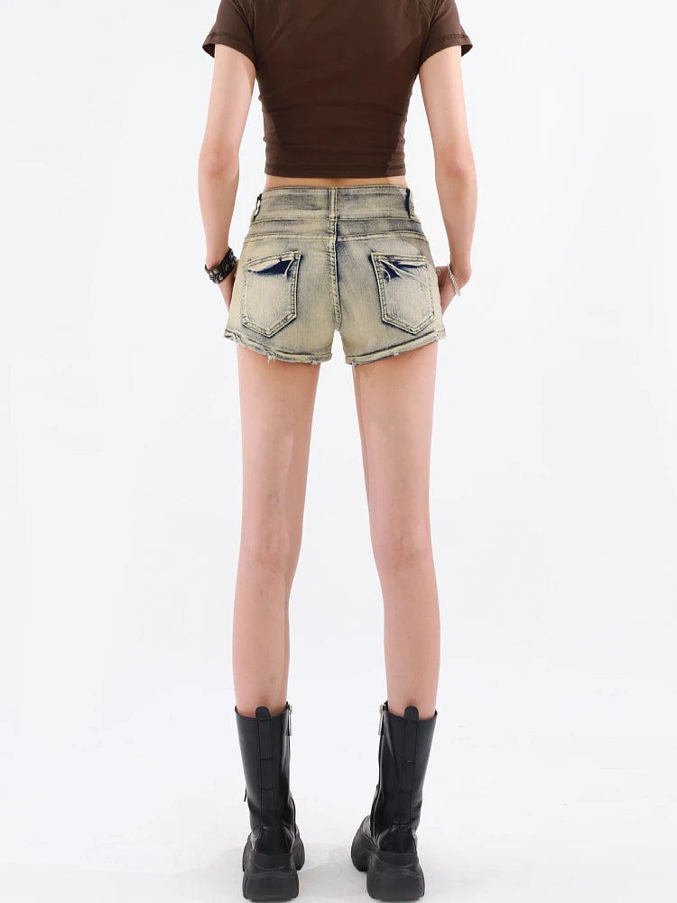 Y2K Grunge Distressed Denim Shorts for Aesthetic Outfits and Vintage Vibes