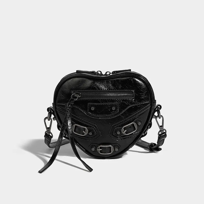 Y2K Grunge Heart-Shaped Belted Bag for Coquette and Aesthetic Outfits