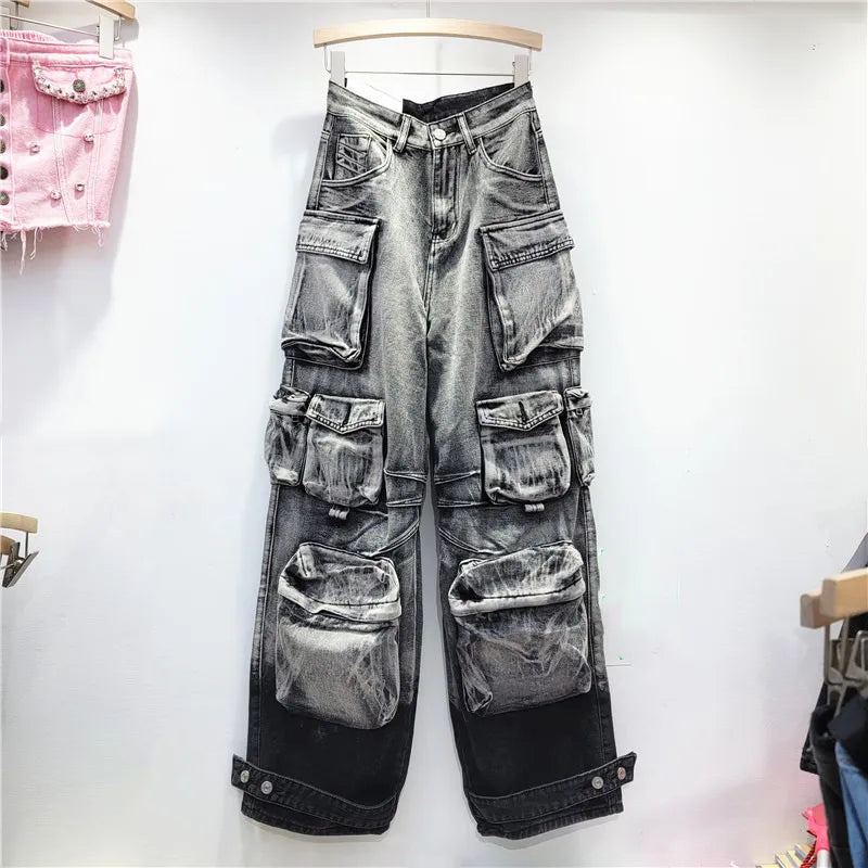 Y2K High Waist Gradient Jeans for Trendy Aesthetic Outfits and Vintage Vibes