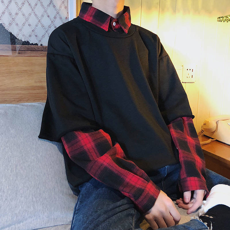 Y2K Hip Hop Plaid Long Sleeve Shirt - Versatile Two-Style Aesthetic Top