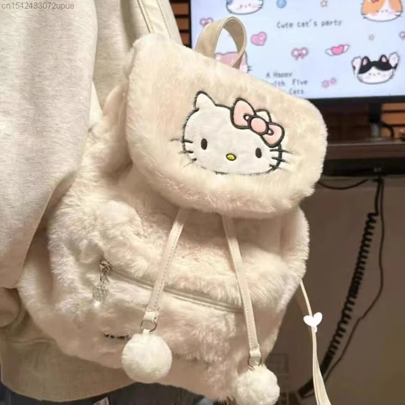 Y2K Kawaii Aesthetic My Melody Hello Kitty Plush Backpack for Cute Outfits and Accessories