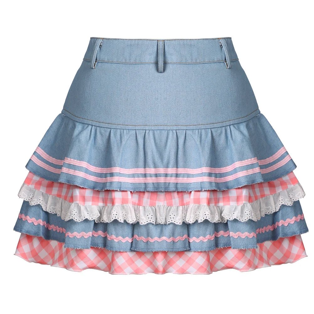 Y2K Kawaii Denim Mini Skirt - Cute Pastel Aesthetic for Trendy Outfits