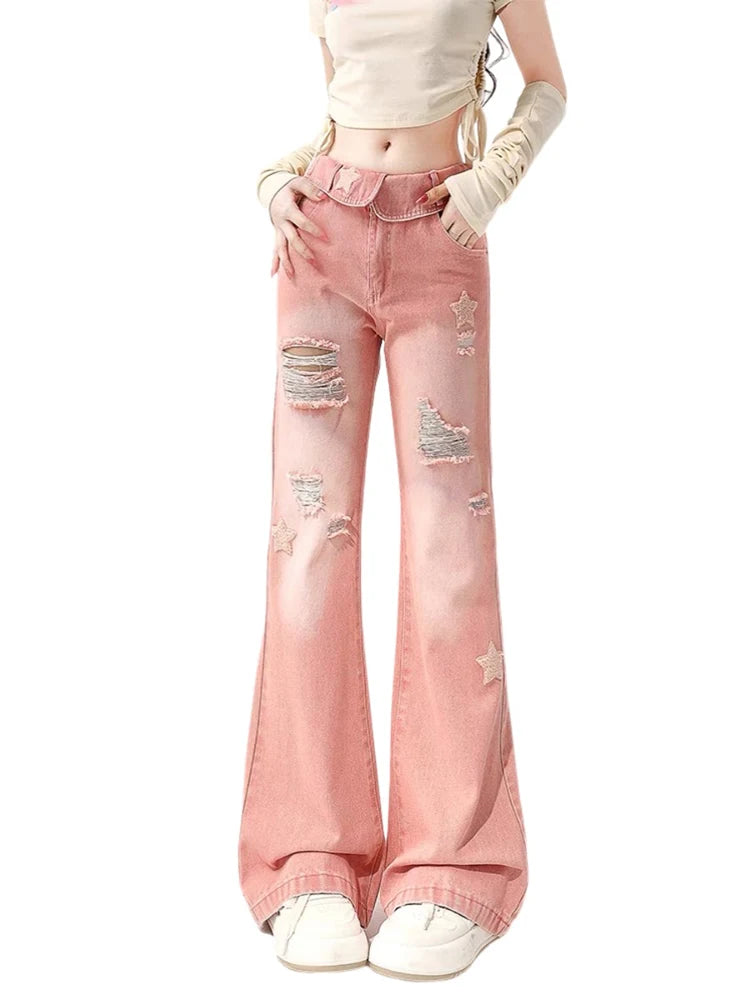 Y2K Kawaii Ripped Jeans for Trendy Aesthetic Outfits and Vintage Vibes