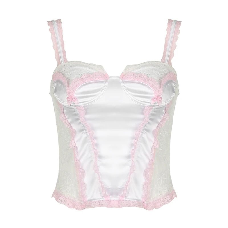 Y2K Lace Stitching Corset Top - Trendy Coquette Aesthetic for Stylish Outfits