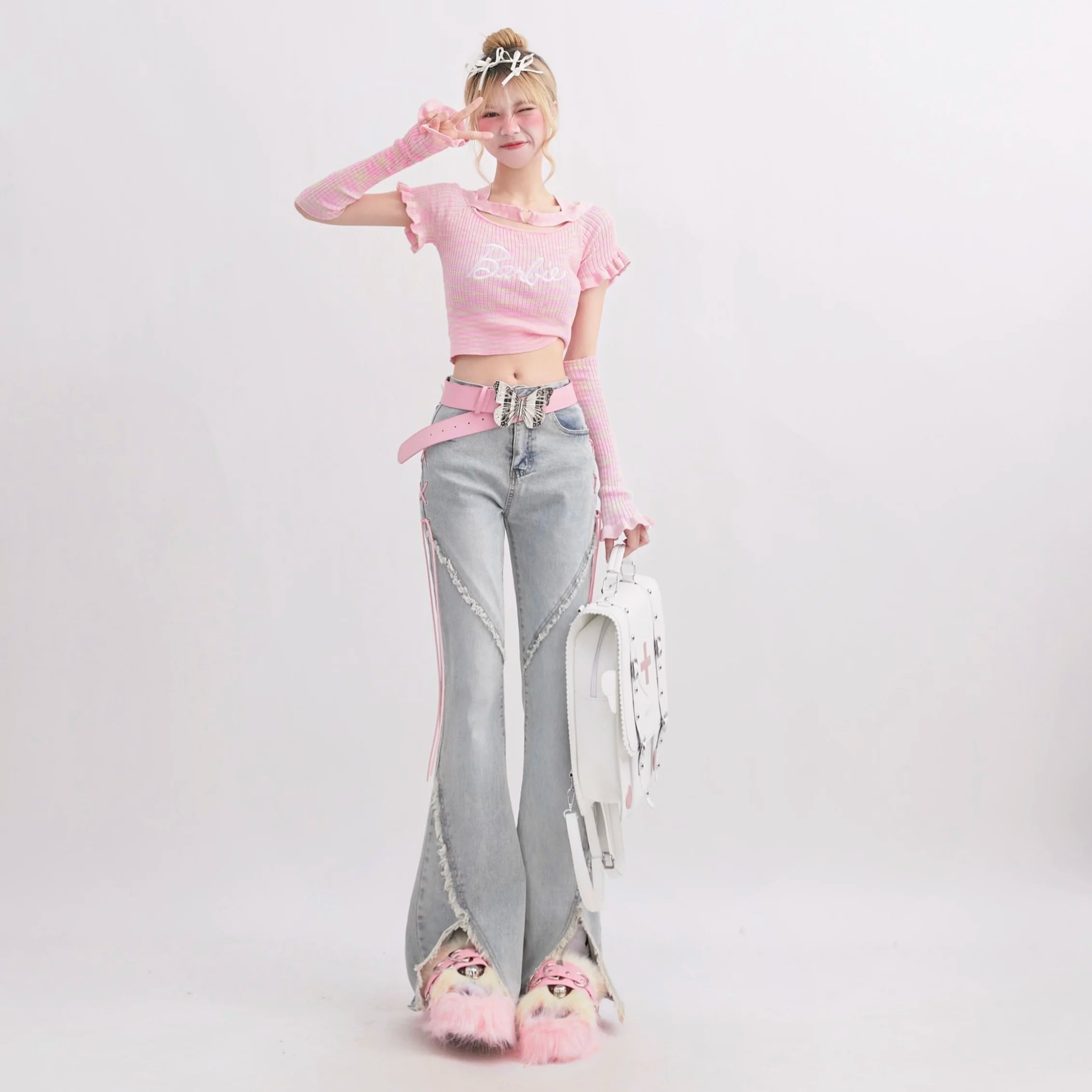 Y2K Loose Flare Jeans for Retro Aesthetic Outfits - Vintage Style Denim Trousers