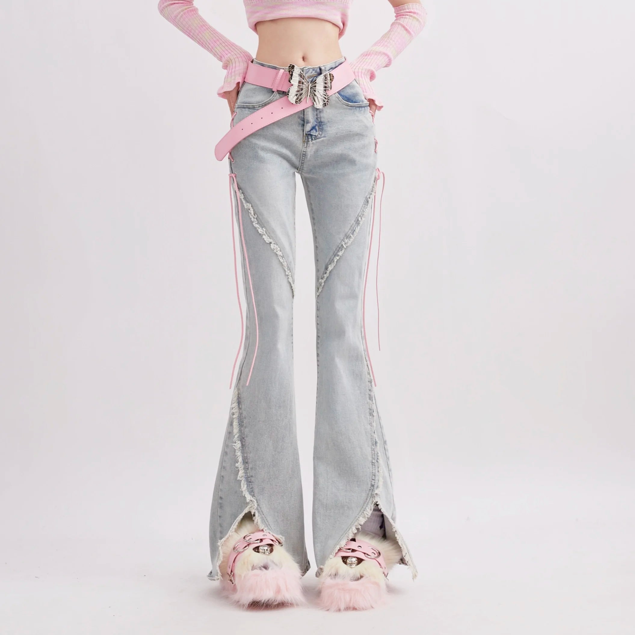 Y2K Loose Flare Jeans for Retro Aesthetic Outfits - Vintage Style Denim Trousers