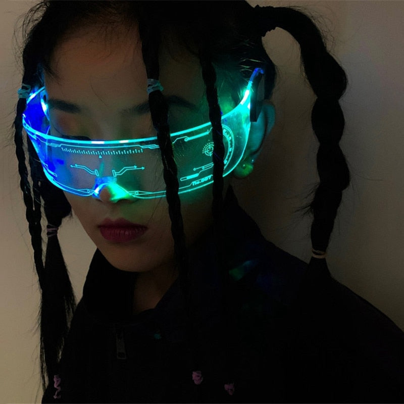 Y2K Luminous Sunglasses for Aesthetic Looks - Glow in the Dark Retro Style