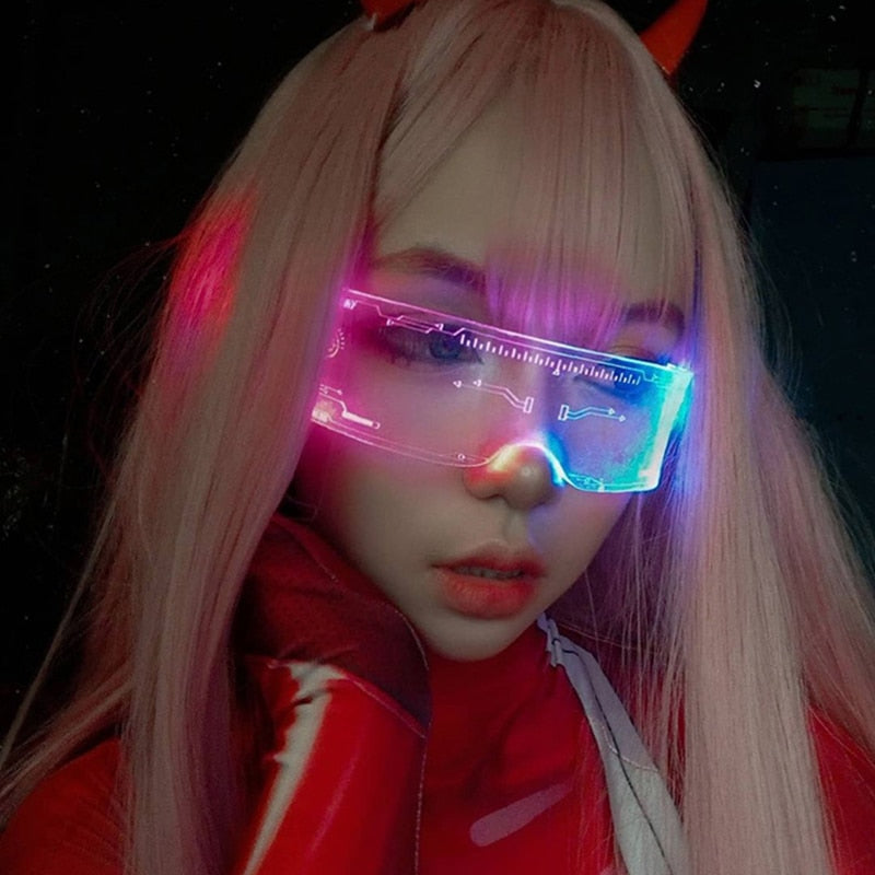 Y2K Luminous Sunglasses for Aesthetic Looks - Glow in the Dark Retro Style