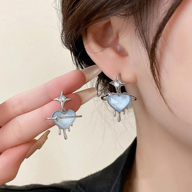 Y2K Melting Heart Earrings - Cute Coquette Aesthetic Jewelry for Trendy Outfits