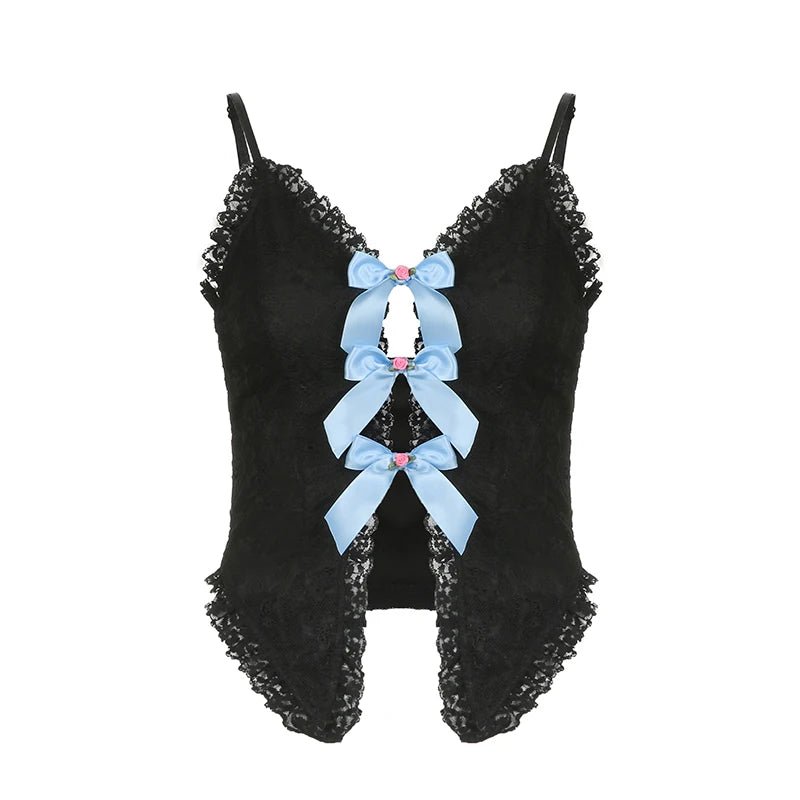 Y2K Multi Bow Crop Top - Cute Coquette Aesthetic for Trendy Y2K Outfits