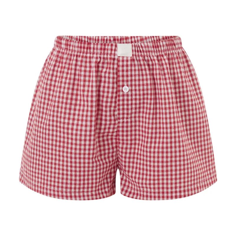 Y2K Plaid Pajama Shorts - Cozy Grunge Aesthetic Loungewear for Ultimate Comfort