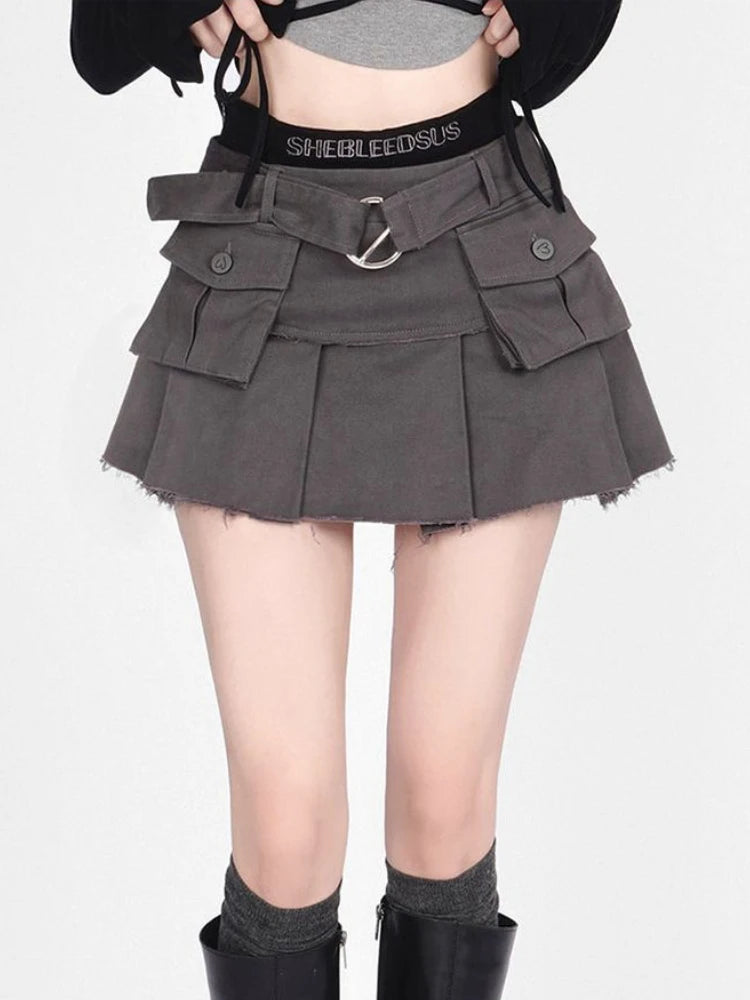 Y2K Pleated Mini Skirt - Retro Grunge Aesthetic Skirt for Trendy Outfits