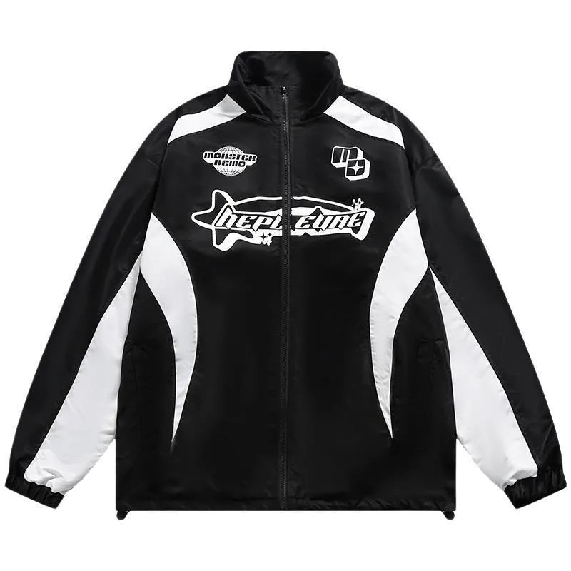 Y2K Racing Jacket: Retro Aesthetic Outerwear for Trendy Y2K Fashion Enthusiasts