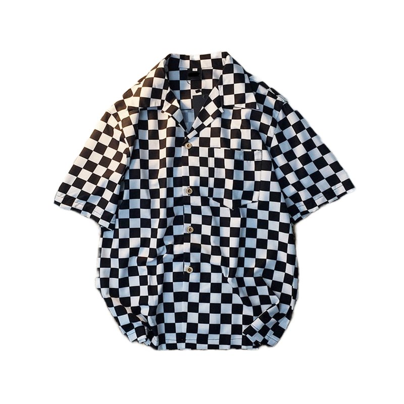 Y2K Skater Girl Checkered Shirt - Retro Grunge Aesthetic Top for Trendy Outfits