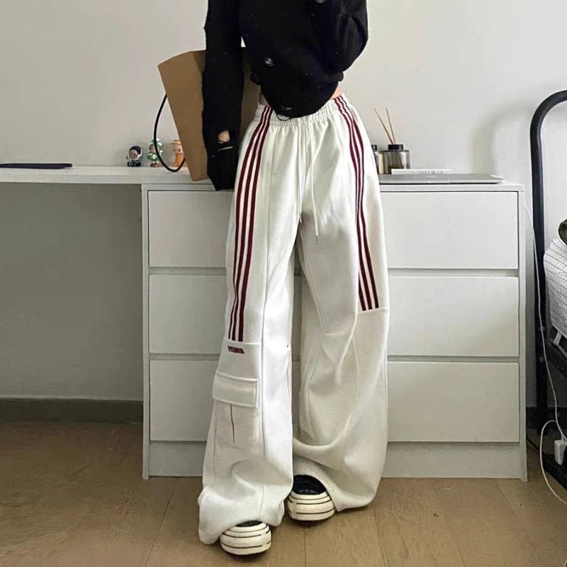 Y2K Striped Cargo Pants for Trendy Outfits - Embrace Grunge and Coquette Aesthetics