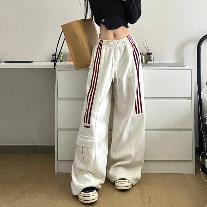 Y2K Striped Cargo Pants for Trendy Outfits - Embrace Grunge and Coquette Aesthetics