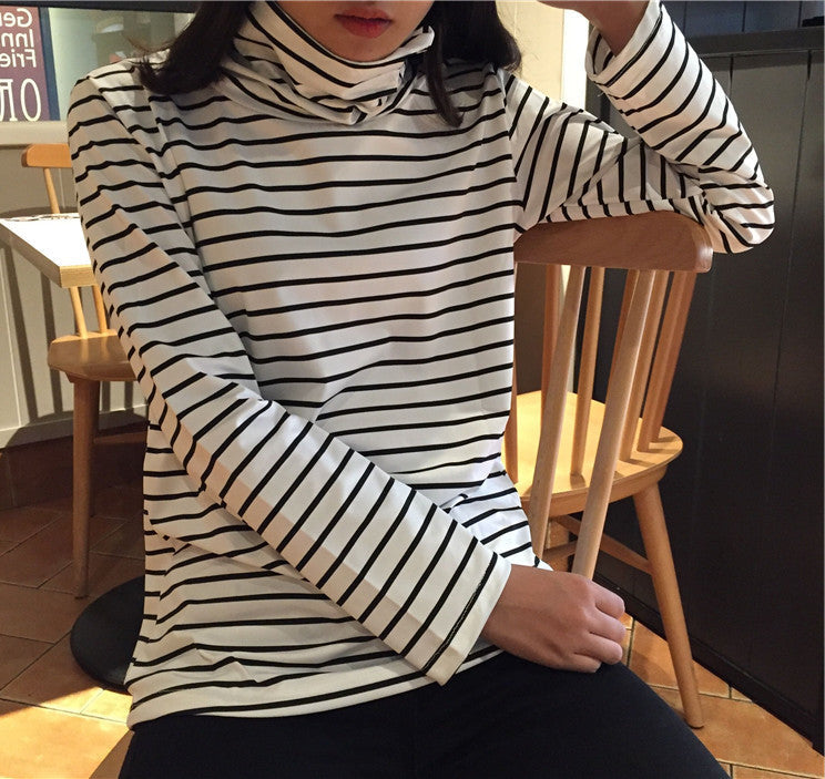 Y2K Striped Turtleneck Long Sleeve Shirt - Cute Aesthetic Top for Grunge and Coquette Styles