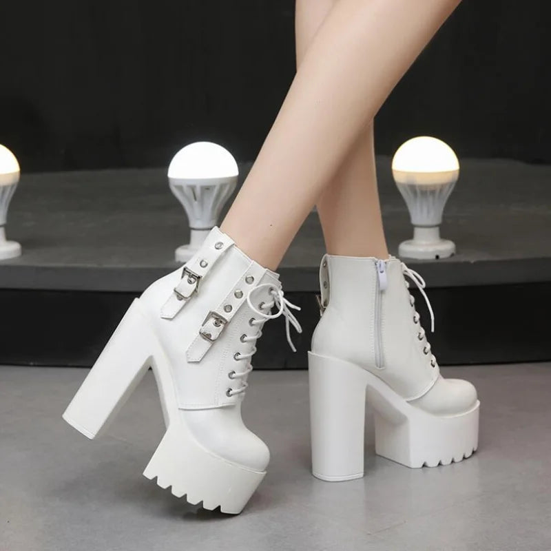 Y2K Style Square Heels Punk Boots for Edgy Aesthetic Outfits and Grunge Fashion