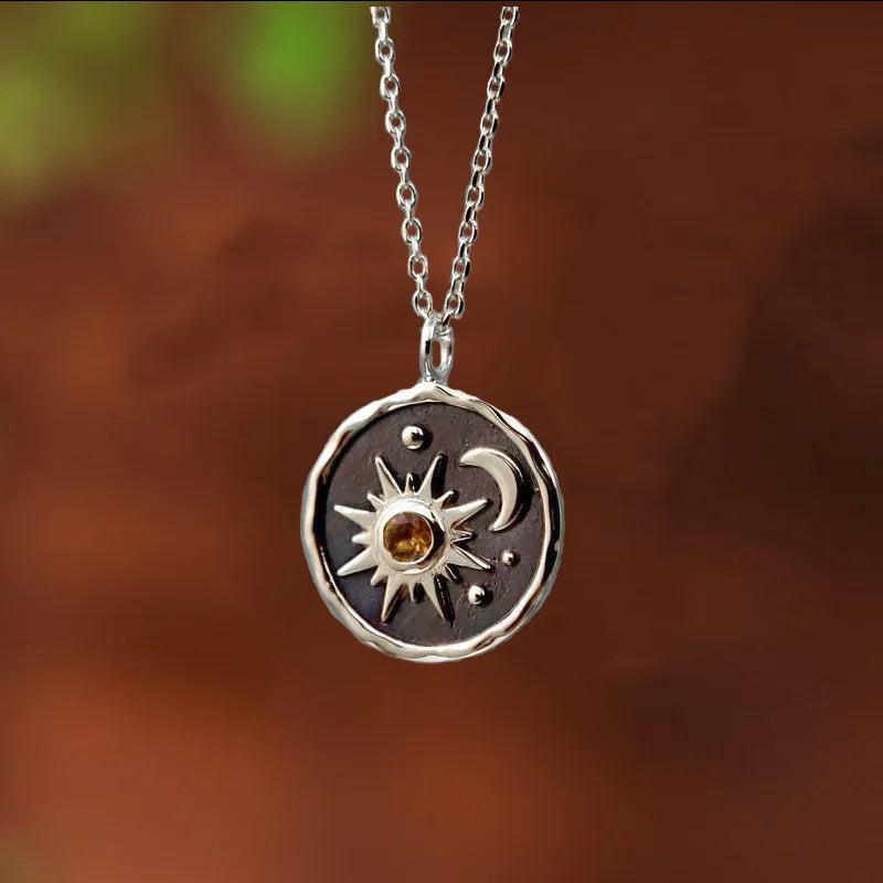 Y2K Sun Moon Charm Necklace - Aesthetic Jewelry for Coquette and Grunge Styles