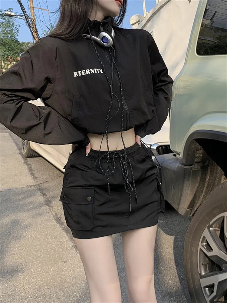 Y2K Techwear Aesthetic 2 Piece Set - Trendy Urban Outfit for Modern Style Enthusiasts