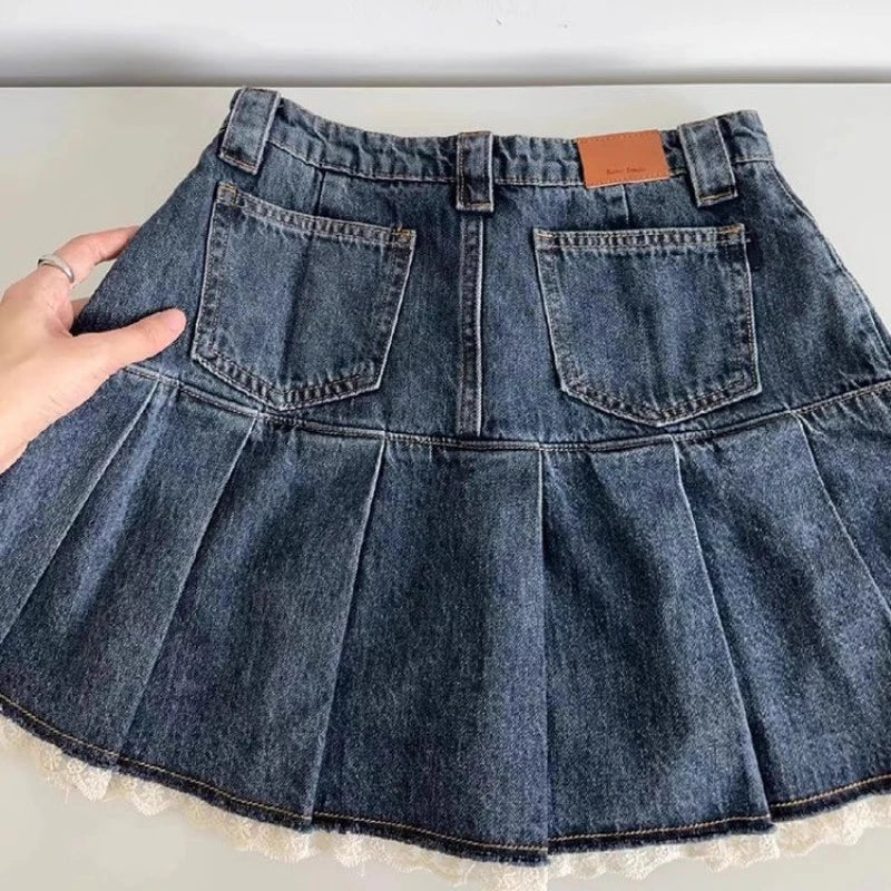 Y2K Vintage Denim Mini Skirt - Retro Grunge Style for Aesthetic Outfits