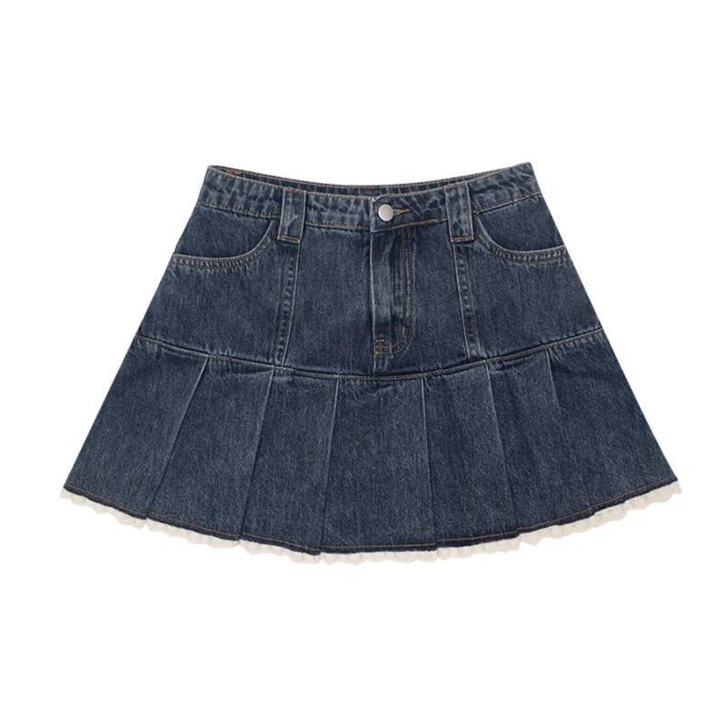 Y2K Vintage Denim Mini Skirt - Retro Grunge Style for Aesthetic Outfits