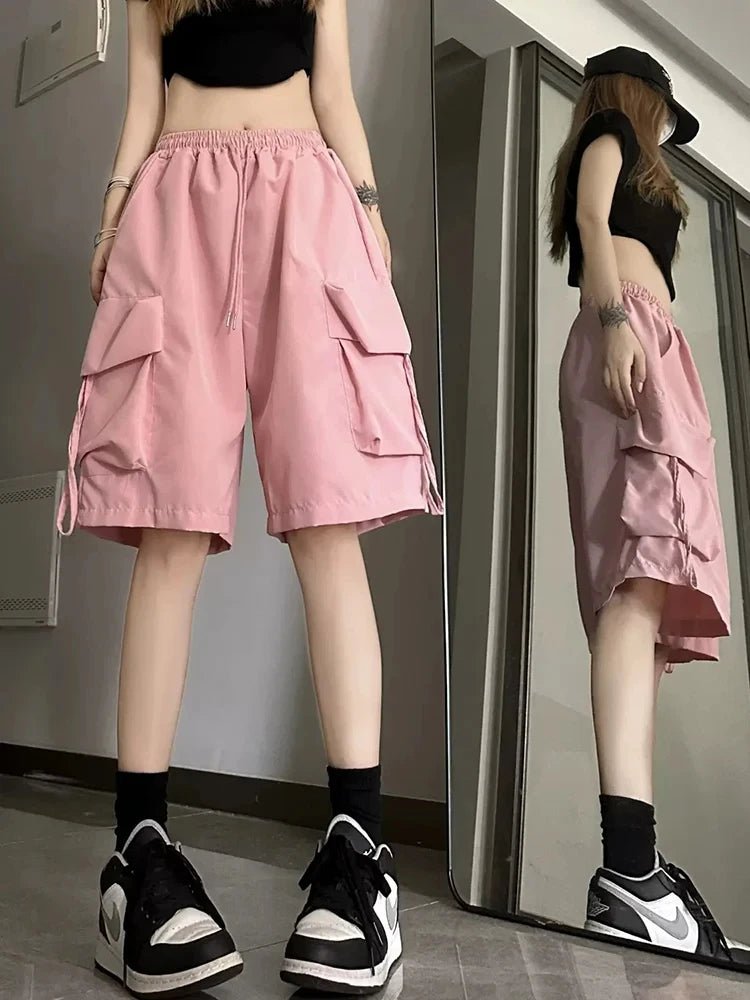 Y2K Vintage Knee-Length Cargo Shorts for Trendy Coquette and Grunge Aesthetic Outfits